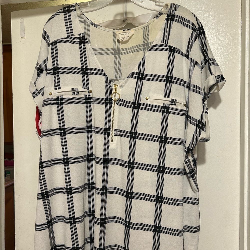 Plaid V-Neck Women's Top